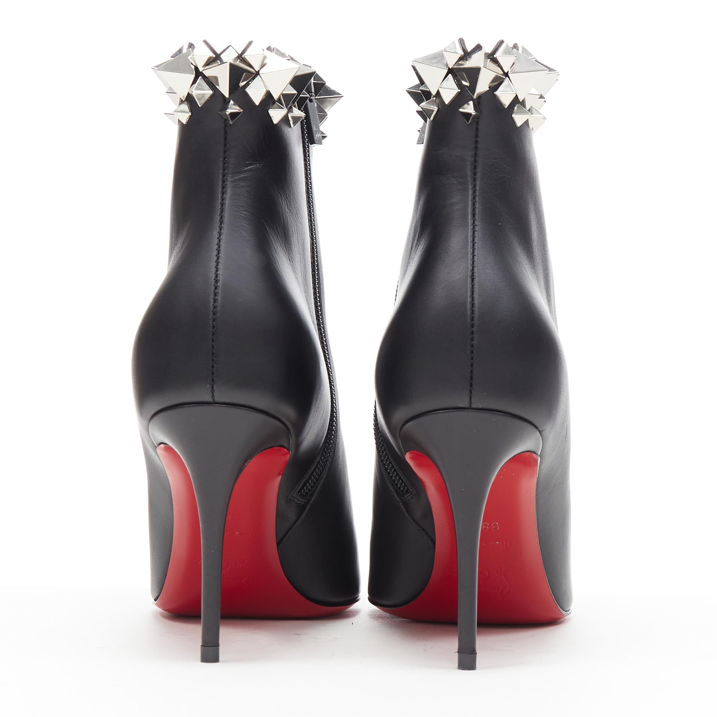 new CHRISTIAN LOUBOUTIN Firmamma 85 black leather stud cuff ankle bootie EU38.5 1