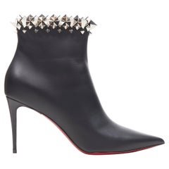 new CHRISTIAN LOUBOUTIN Firmamma 85 black leather stud cuff ankle bootie EU38.5