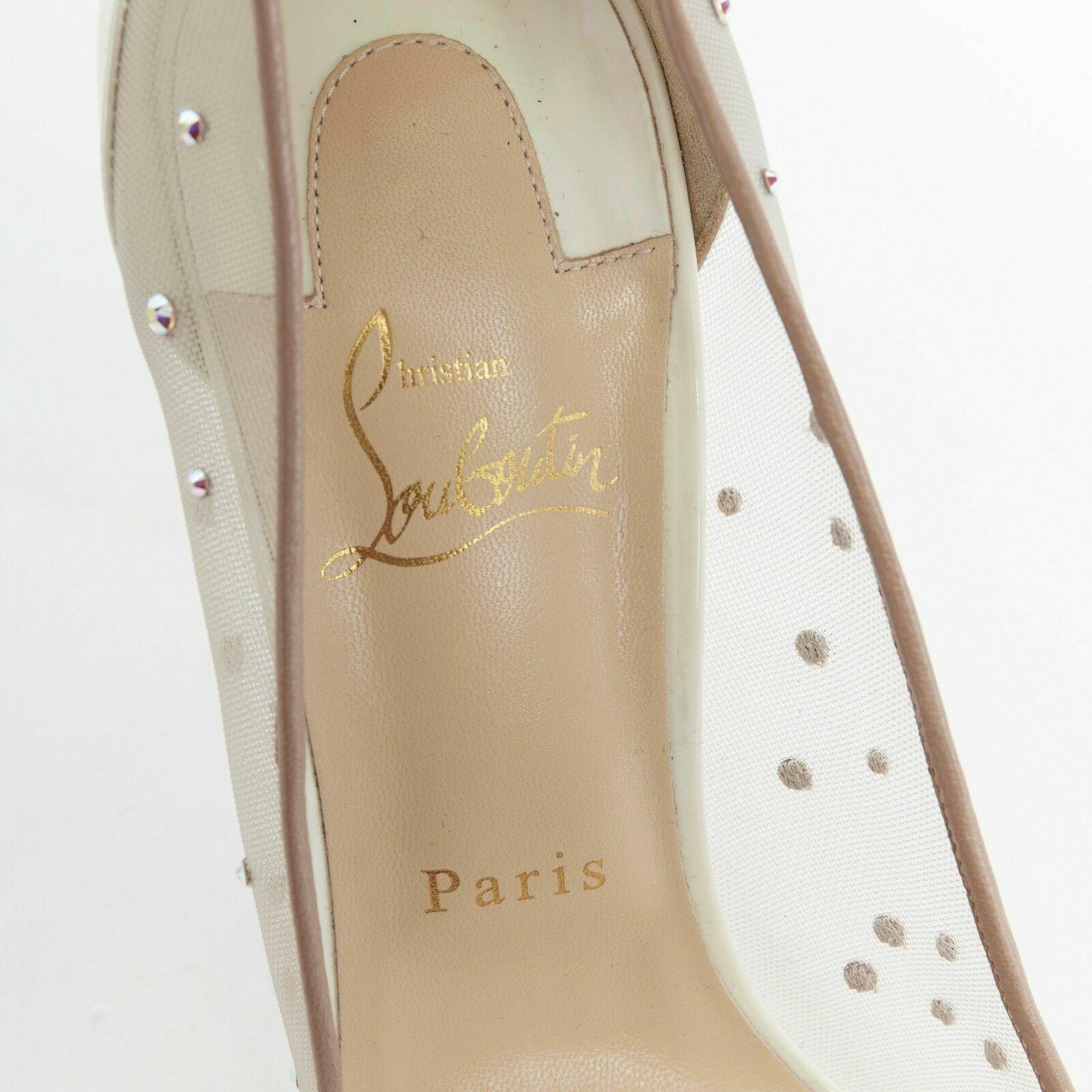 new CHRISTIAN LOUBOUTIN Follies Strass 100 mesh crystal white pumps EU40 EU40.5 2