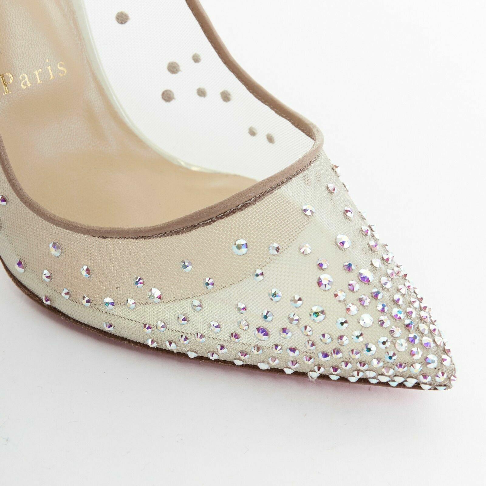 Women's new CHRISTIAN LOUBOUTIN Follies Strass 100 mesh crystal white pumps EU40 EU40.5