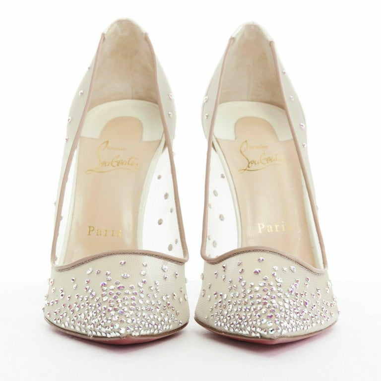 new CHRISTIAN LOUBOUTIN Follies Strass crystal mesh pearl bridal pumps