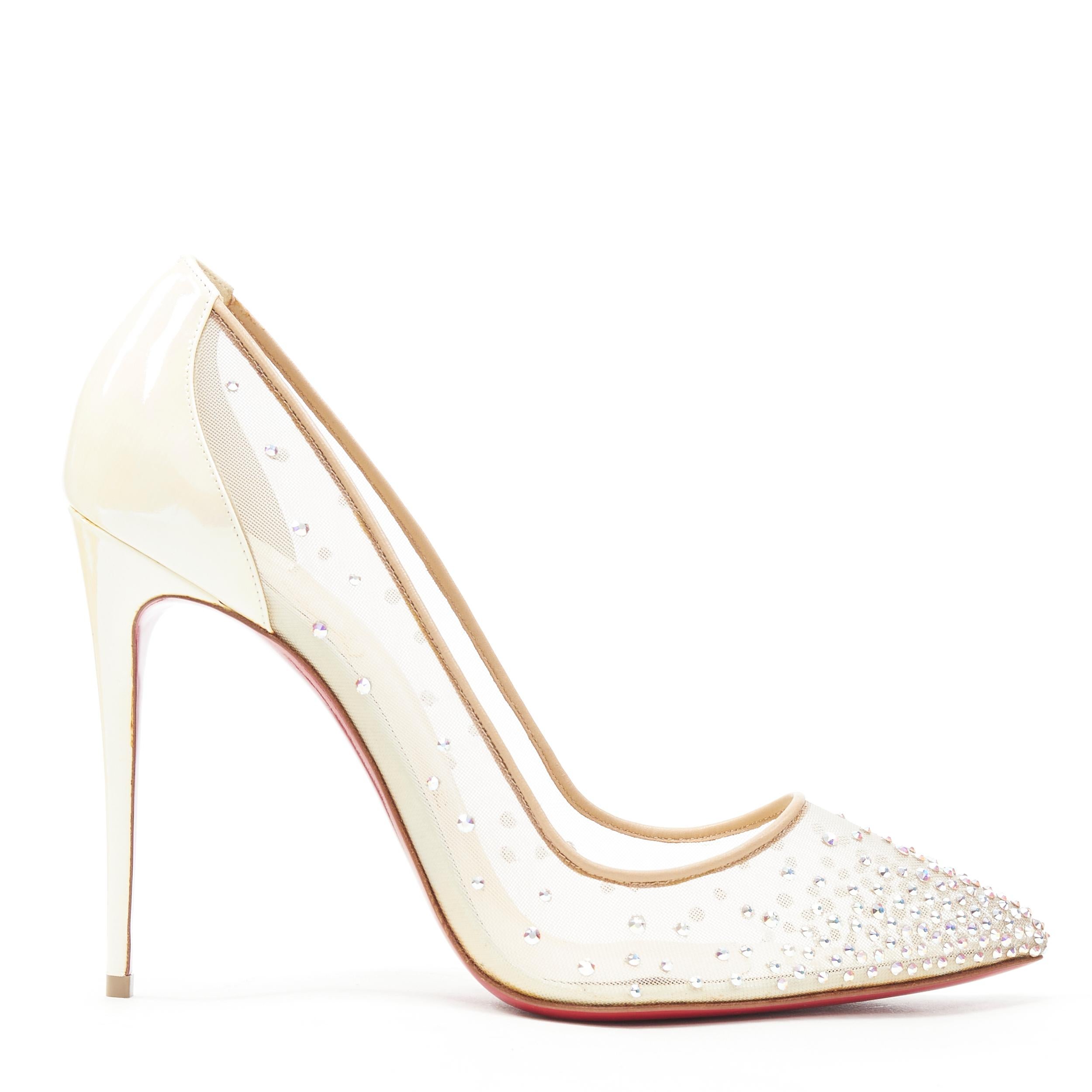 new CHRISTIAN LOUBOUTIN Follies Strass crystal mesh pearl white pump EU41 In Good Condition In Hong Kong, NT
