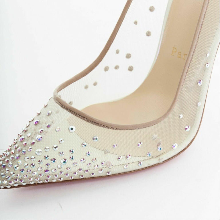 Follies strass leather heels Christian Louboutin White size 41 EU in  Leather - 15592210