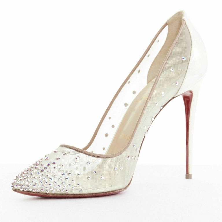 Follies strass leather heels Christian Louboutin White size 41 EU in  Leather - 15592210