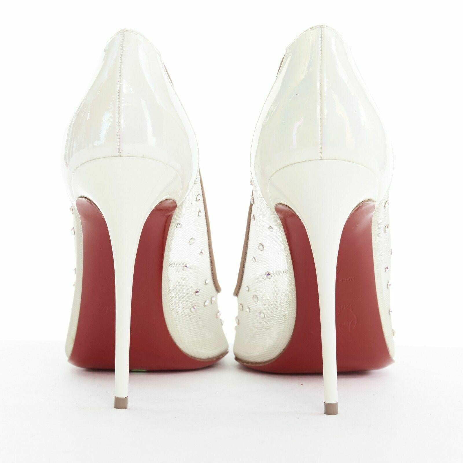 white iridescent heels