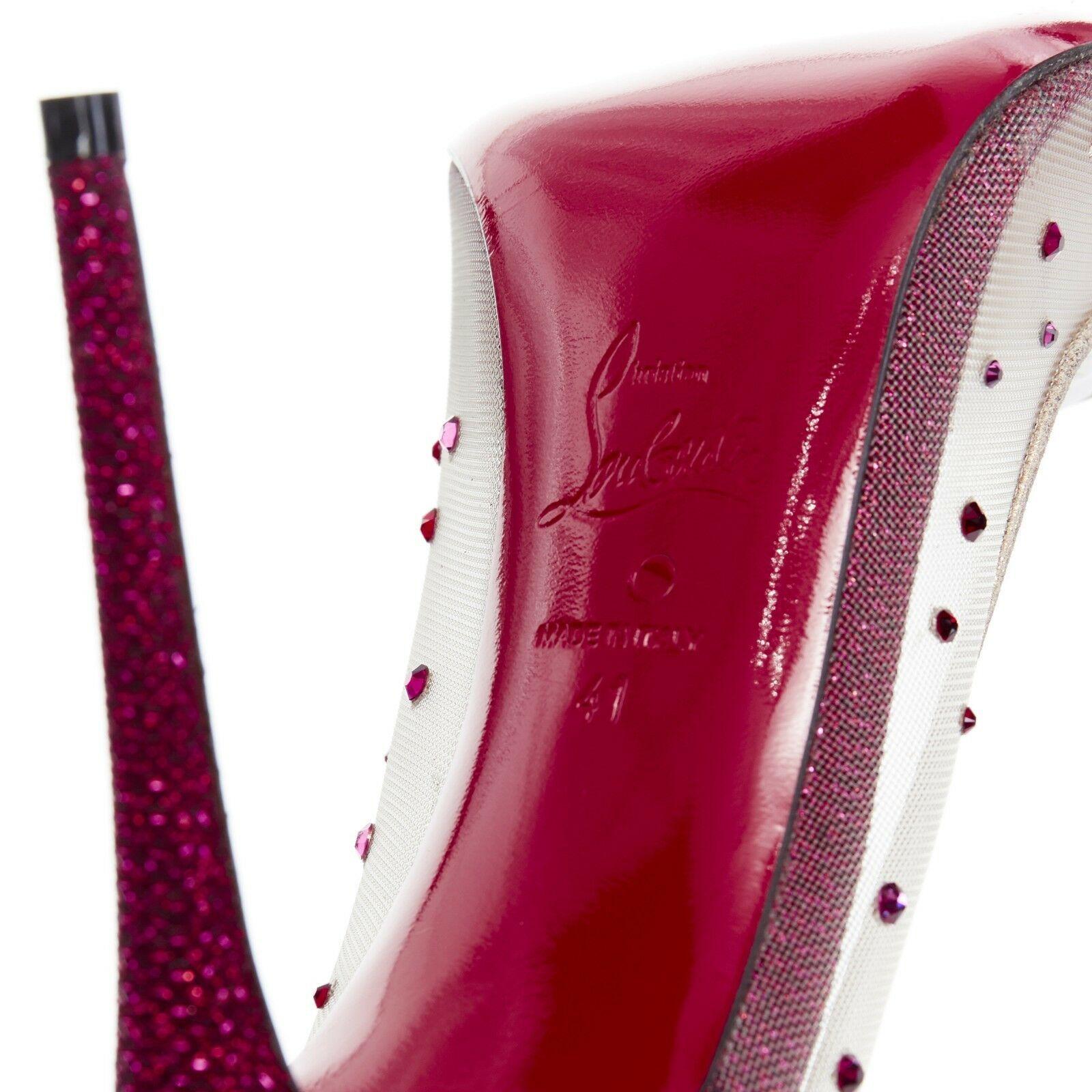 new CHRISTIAN LOUBOUTIN Follies Strass red crystal glitter bridal heels EU41 2
