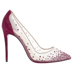 nouveau CHRISTIAN LOUBOUTIN Follies Strass rouge cristal paillettes talons de mariage EU41