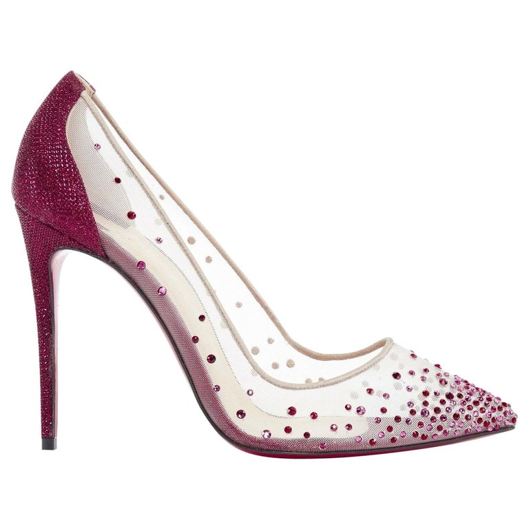 new CHRISTIAN LOUBOUTIN Follies Strass red crystal glitter bridal heels EU41