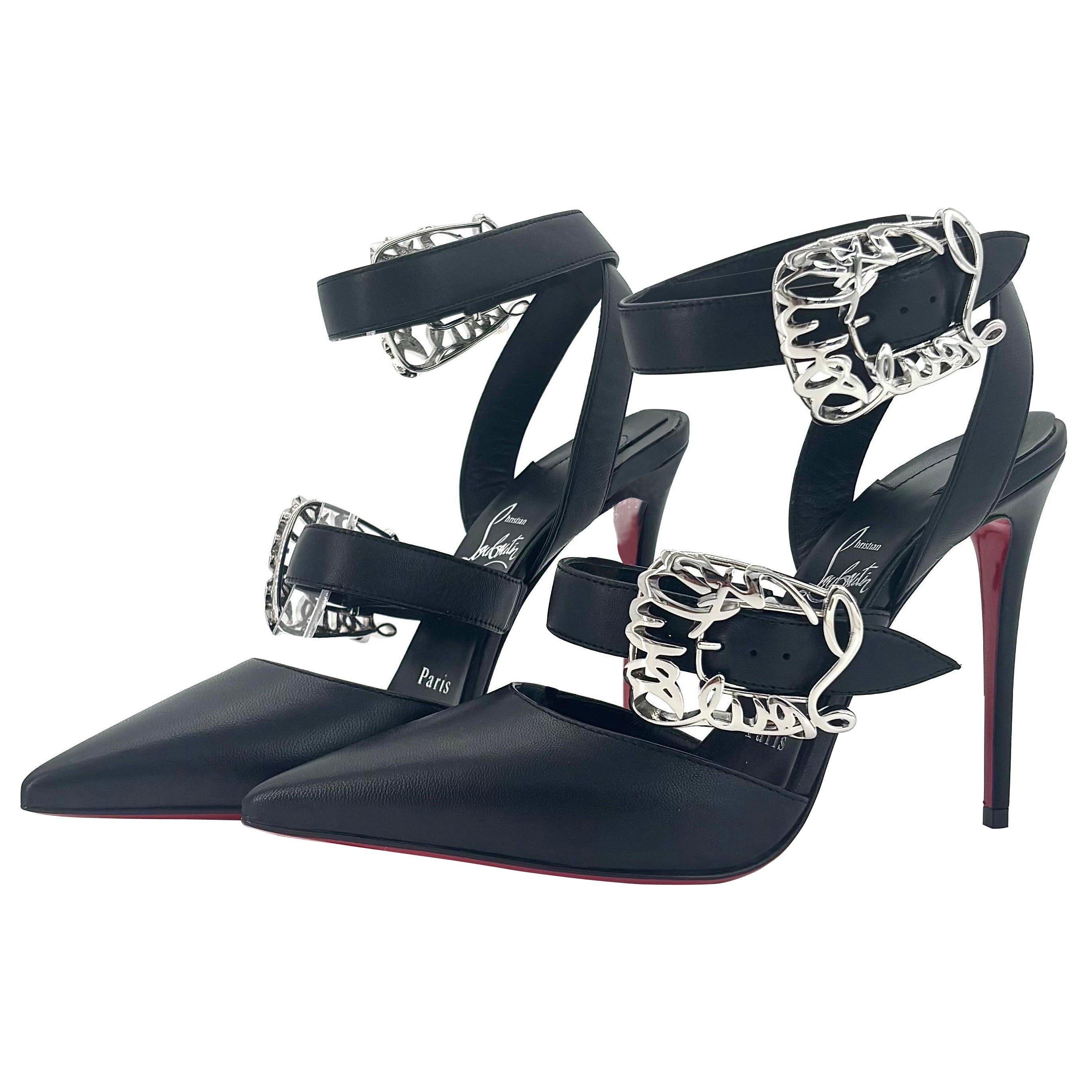 NEW Christian Louboutin Giddylina 100 Pointed Toe Strappy Stiletto Pumps 37 For Sale