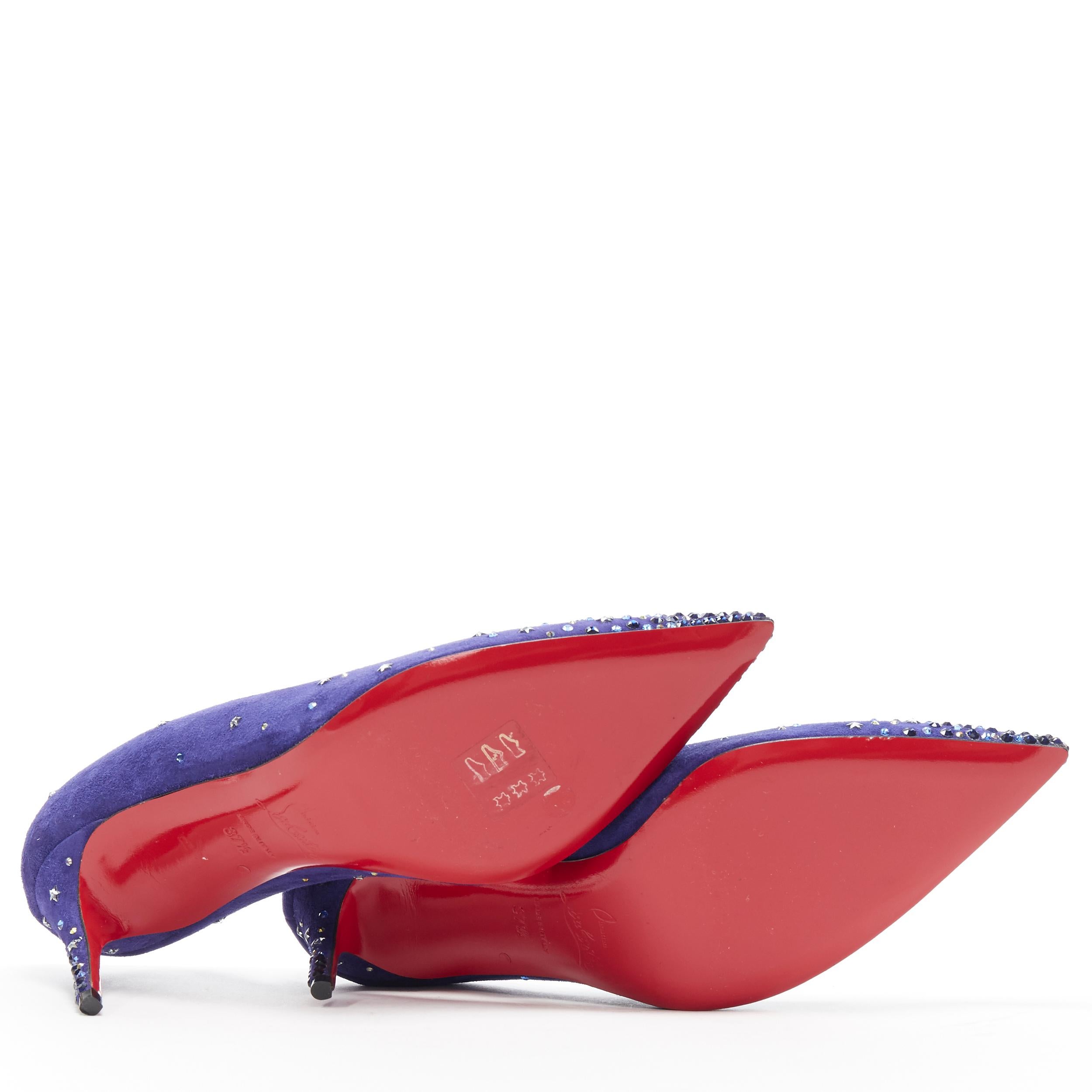 nuevo CHRISTIAN LOUBOUTIN Gravitanita 70 azul ante estrella strass cristal EU37.5 2