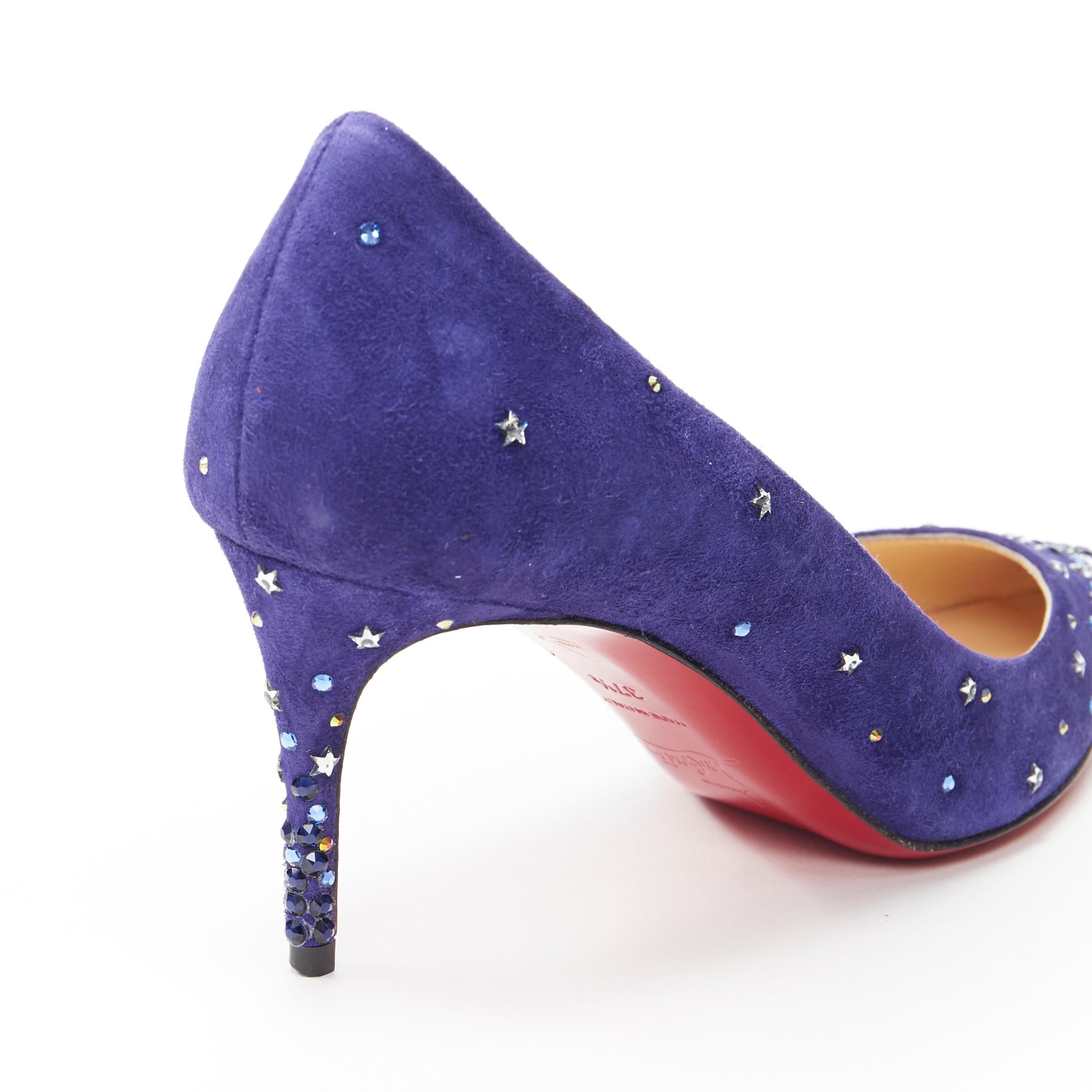 new CHRISTIAN LOUBOUTIN Gravitanita 70 blue suede star strass crystal EU37.5 3