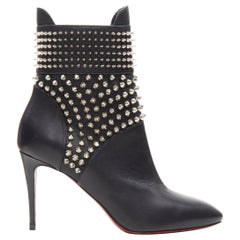 new CHRISTIAN LOUBOUTIN Hongroise 85 black leather spike studded ankle boot EU36