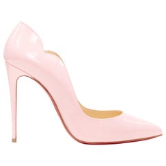 new CHRISTIAN LOUBOUTIN Hot Chick 100 light pink scalloped topline pump EU38