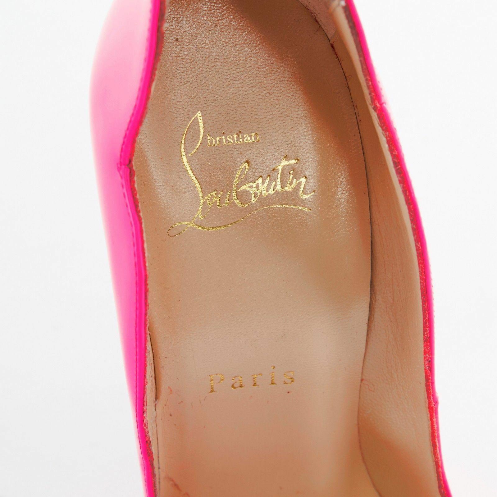 new CHRISTIAN LOUBOUTIN Hot Chick 130 neon pink patent pigalle pumps heel EU37 2
