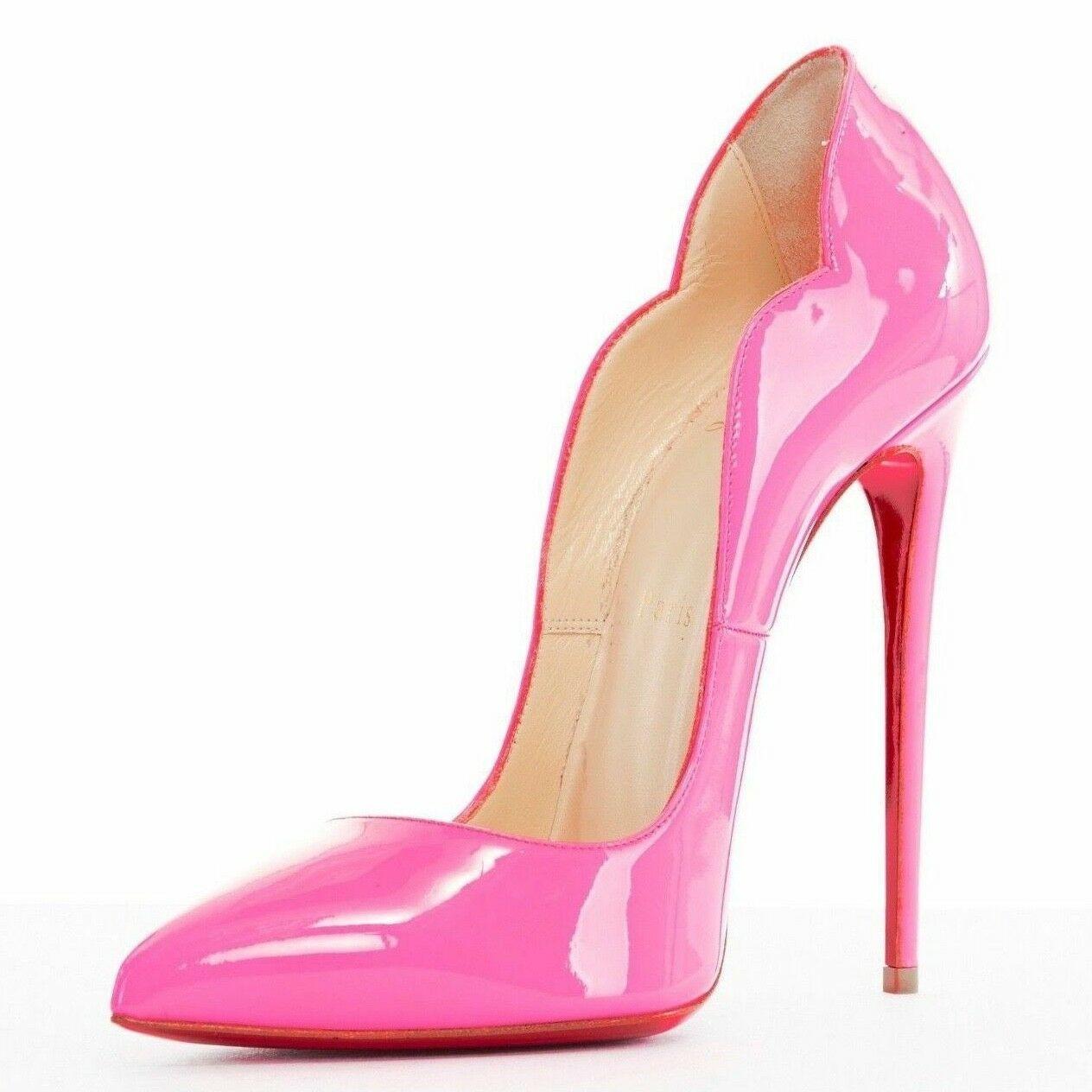 new CHRISTIAN LOUBOUTIN Hot Chick 130 neon pink patent pigalle pumps ...