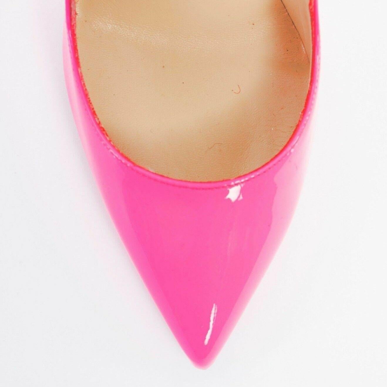 new CHRISTIAN LOUBOUTIN Hot Chick 130 neon pink patent pigalle pumps heel EU37 In Good Condition In Hong Kong, NT