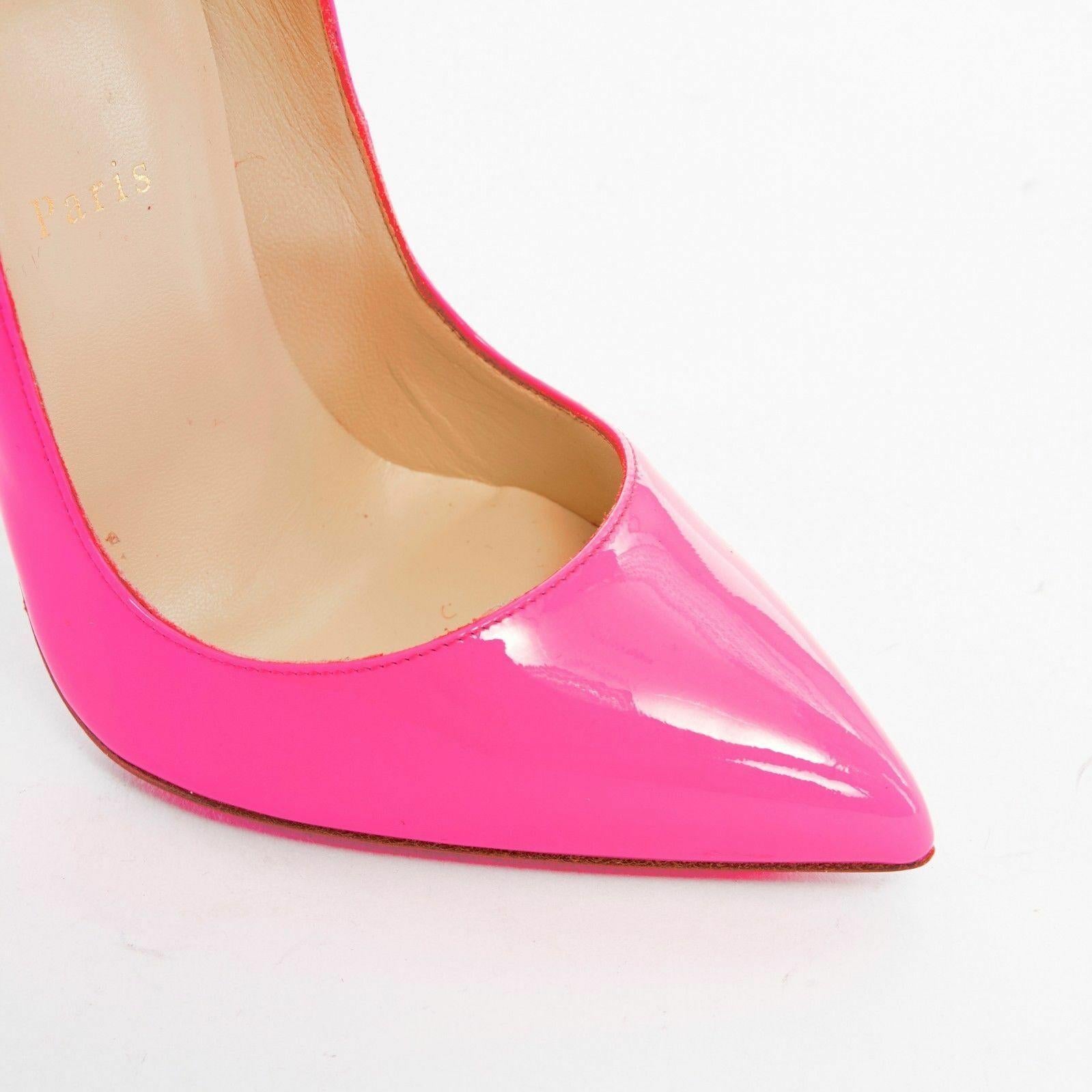 nouveau CHRISTIAN LOUBOUTIN Hot Chick 130 rose fluo verni pigalle pumps heel EU37 3