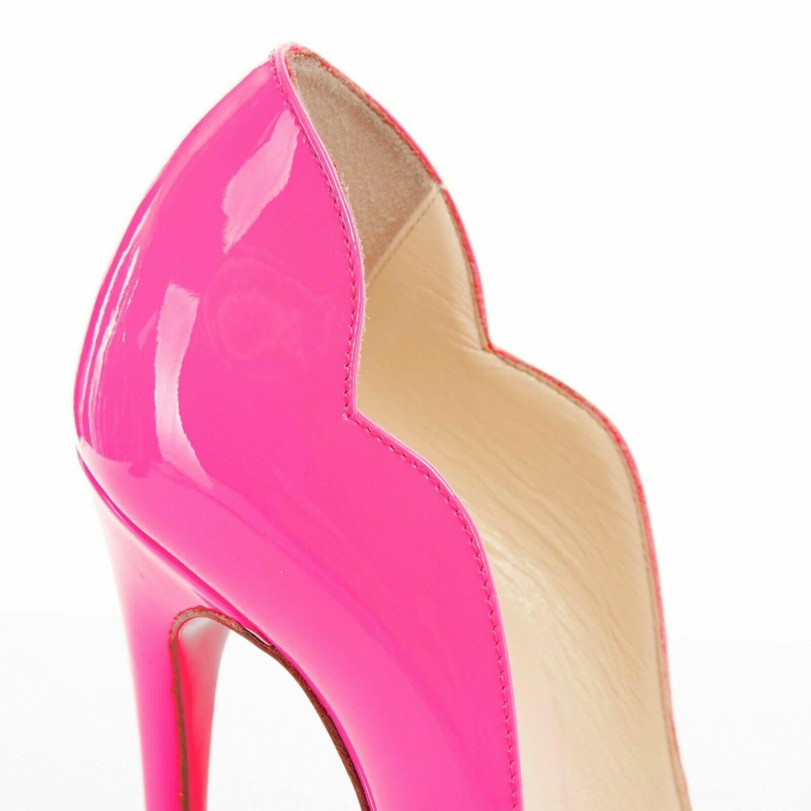 new CHRISTIAN LOUBOUTIN Hot Chick 130 neon pink patent pigalle pumps heel EU37 1