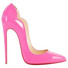 new CHRISTIAN LOUBOUTIN Hot Chick 130 neon pink patent pigalle pumps heel EU37