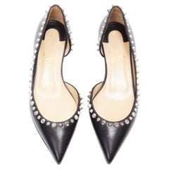 Neu CHRISTIAN LOUBOUTIN Irishell Schwarze halber Dorsay-Flats mit Spinnenstecker EU36,5, CHRISTIAN LOUBOUTIN