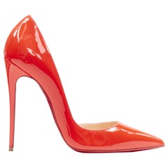 new CHRISTIAN LOUBOUTIN Iriza 120 coral red patent point half dorsay pump EU37