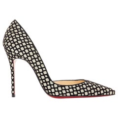 new CHRISTIAN LOUBOUTIN Iriza gold glitter black velvet net dorsay pump EU36