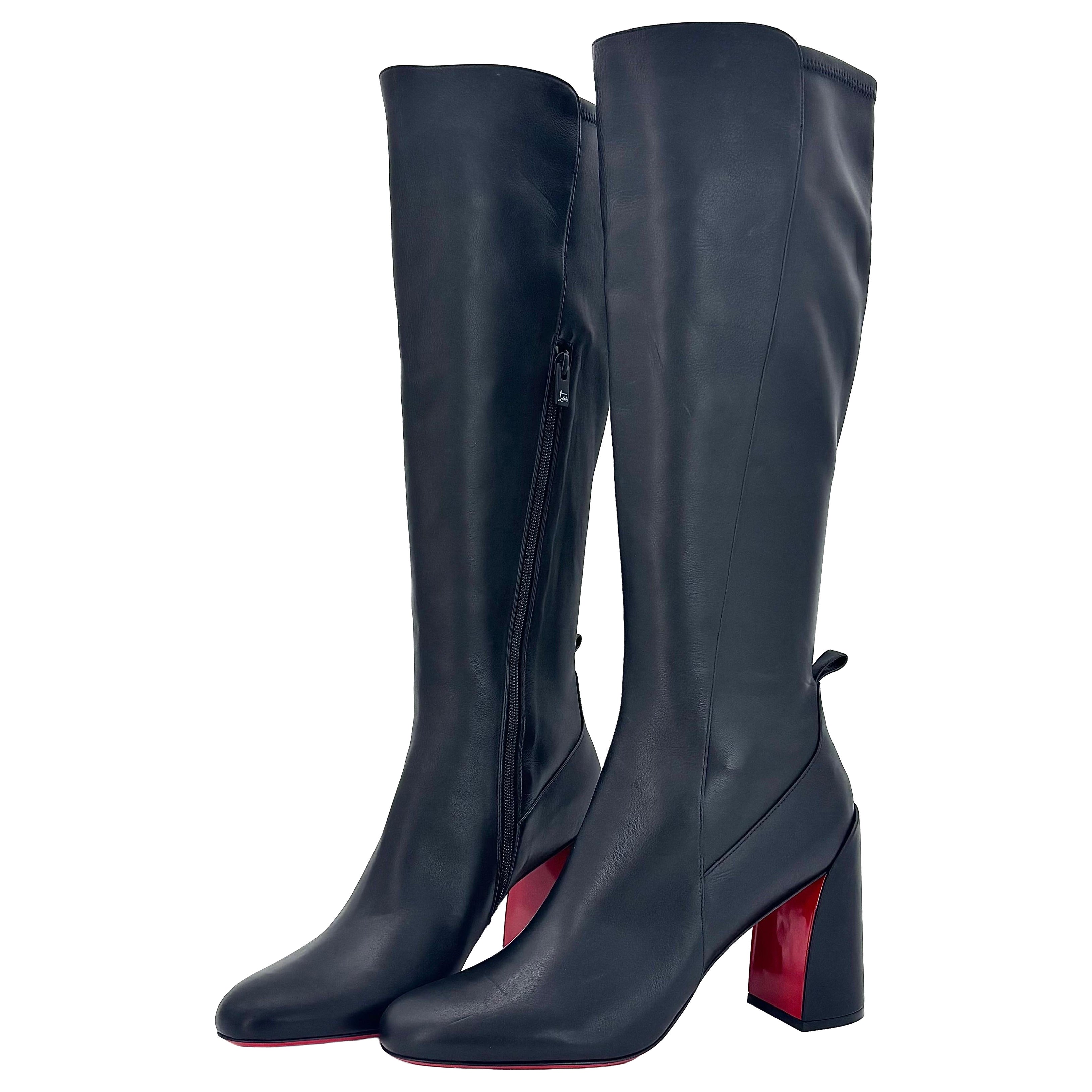 NEW Christian Louboutin Jane Botta 85mm Calf Leather Knee High Boots 42 en venta