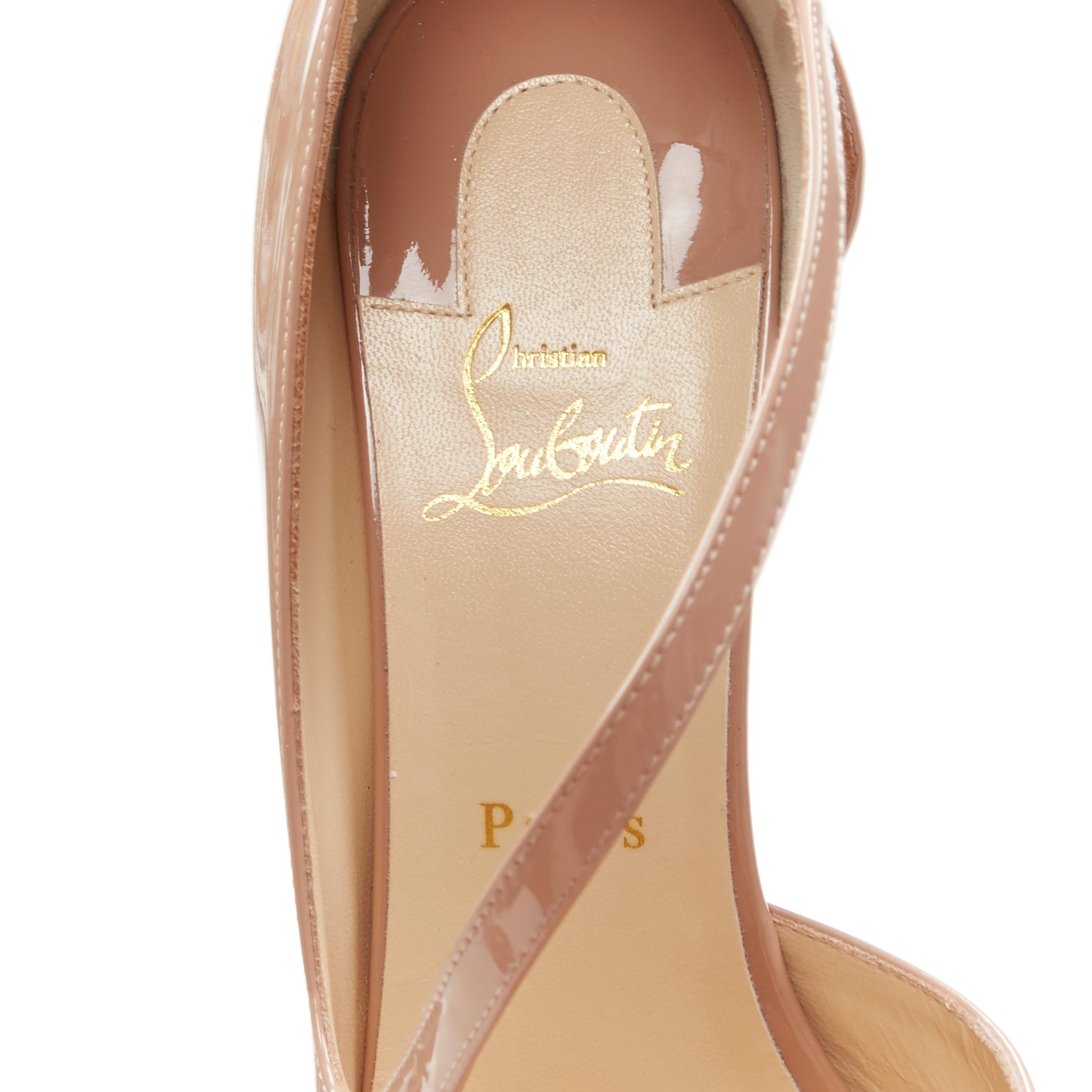new CHRISTIAN LOUBOUTIN Jumping 85 nude patent crossover strap pump EU40.5 4