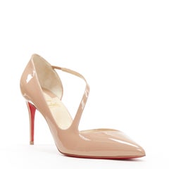 new CHRISTIAN LOUBOUTIN Jumping 85 nude patent crossover strap pump EU40.5