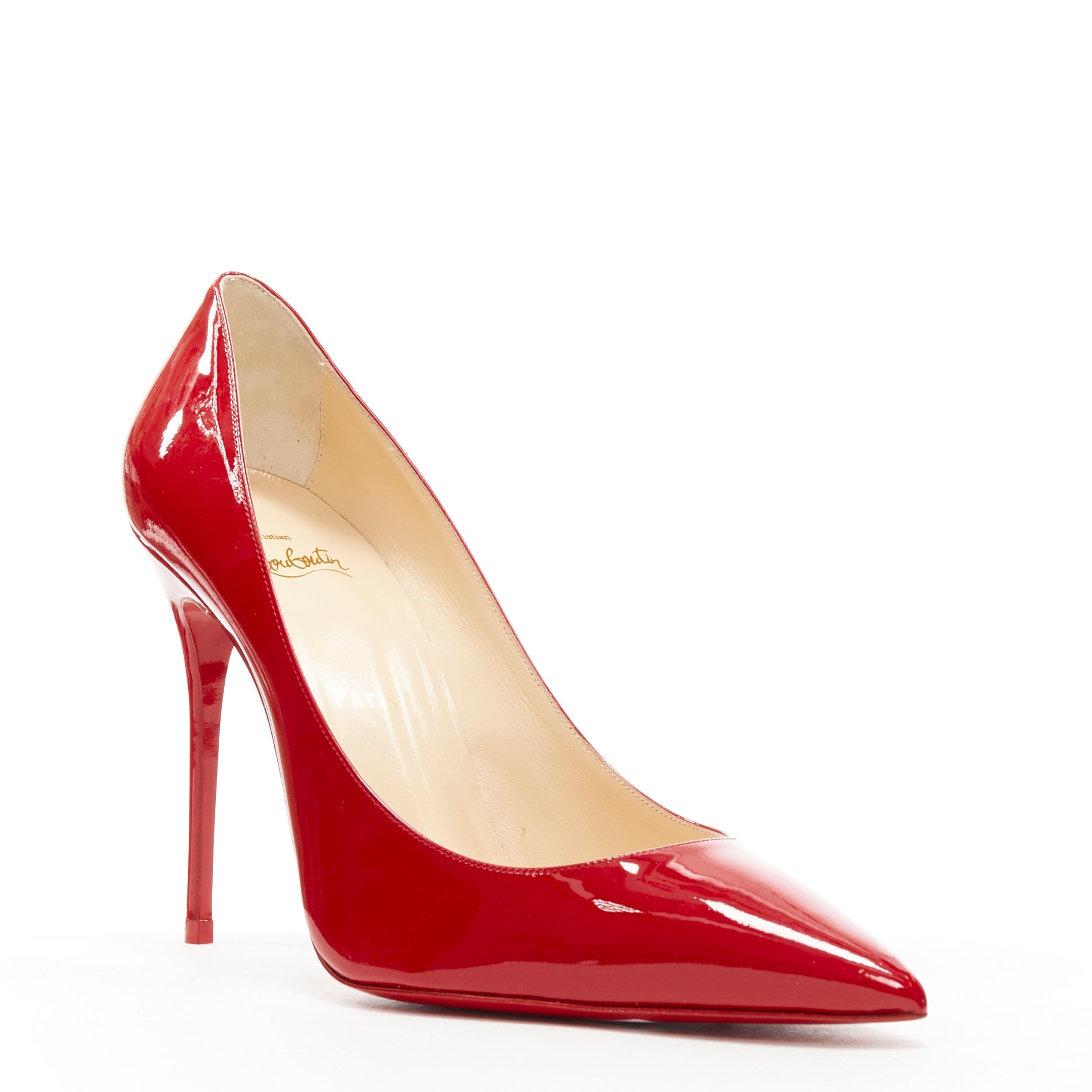 new CHRISTIAN LOUBOUTIN Kate 100 R251 Loubi red patent stiletto pump EU40.5
Brand: Christian Louboutin
Designer: Christian Louboutin
Model Name / Style: Kate 100
Material: Patent leather
Color: Red
Pattern: Solid
Extra Detail: Style code: 3120836