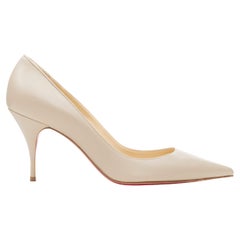 new CHRISTIAN LOUBOUTIN Kate 70 grey leather point toe pigalle pump EU38