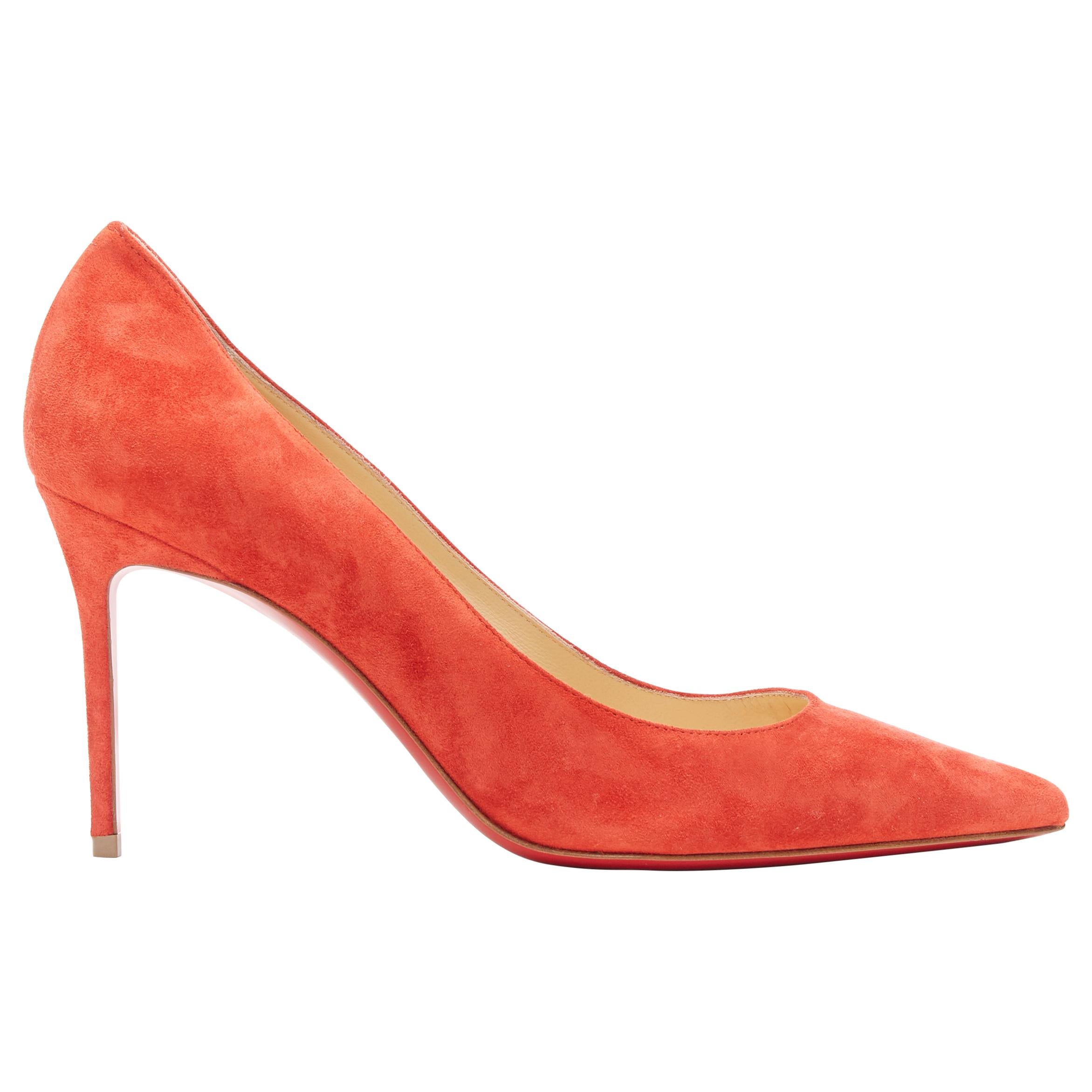 new CHRISTIAN LOUBOUTIN Kate 85  red suede point toe pigalle pump EU38