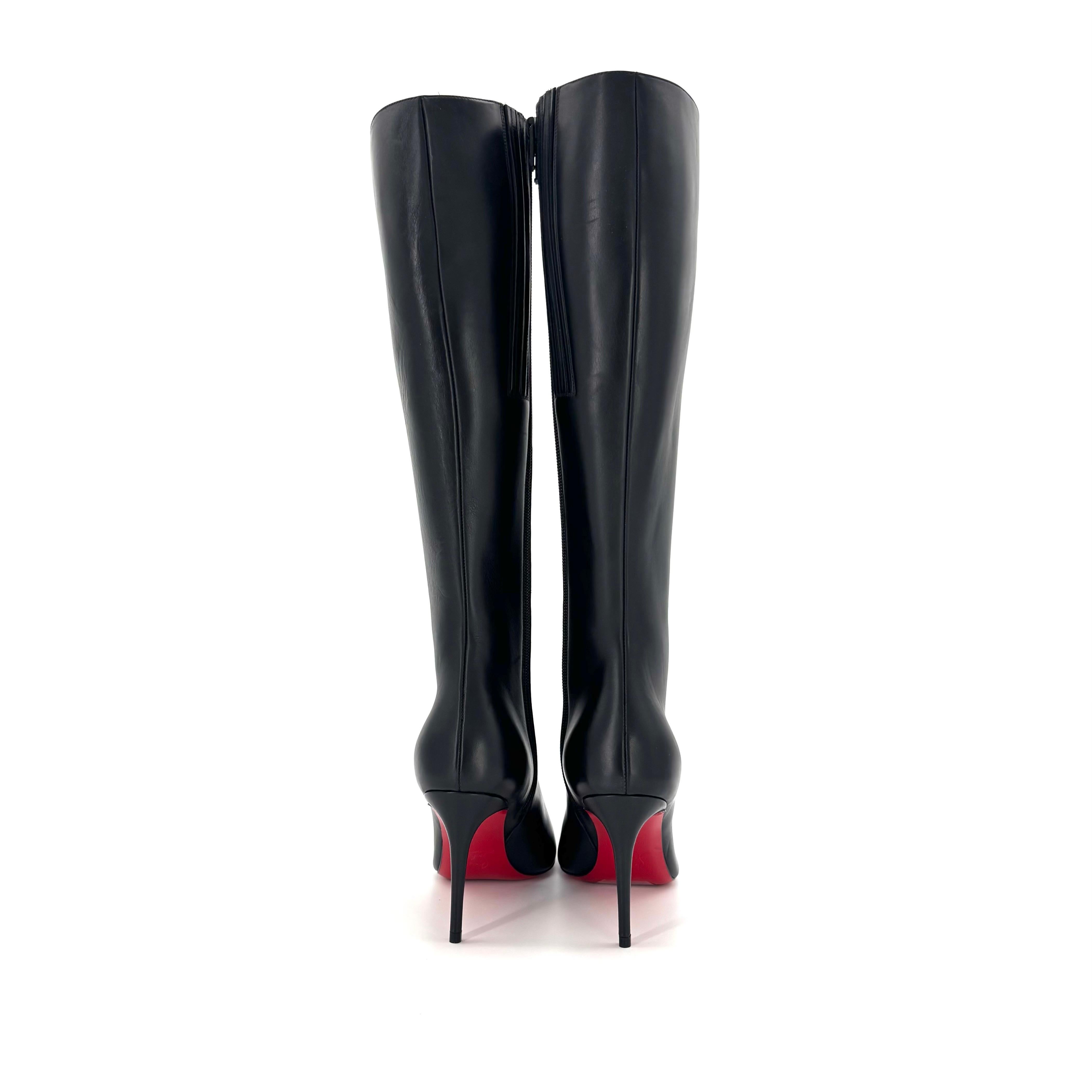 Donna NEW Christian Louboutin Kate Botta 85 Ginocchio Alto Punta Alta Stivali 36 in vendita