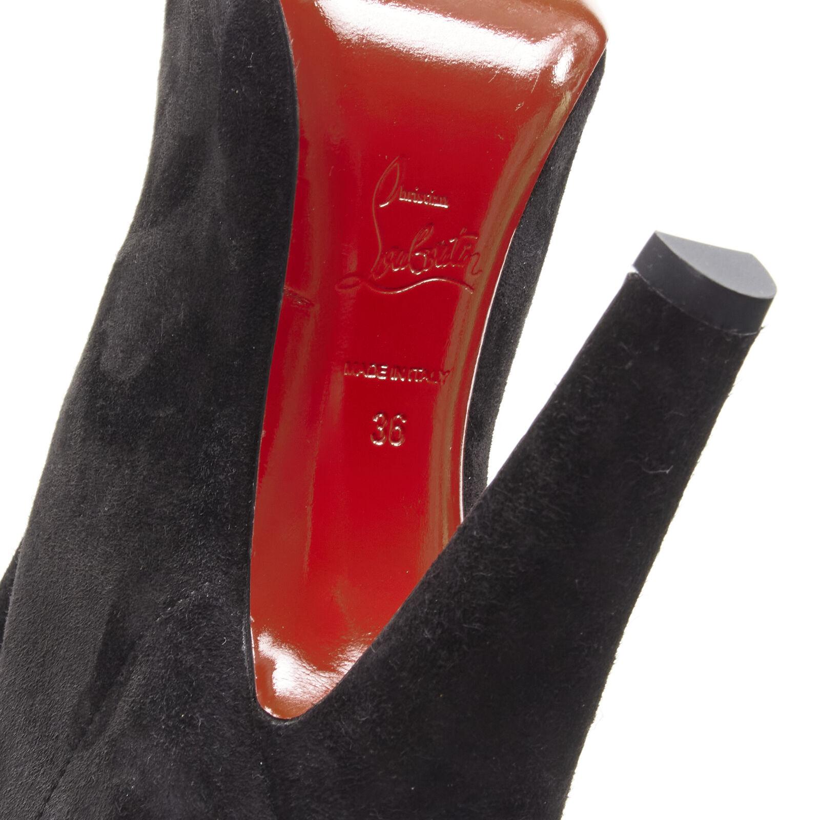 new CHRISTIAN LOUBOUTIN Kristofa 100 black bow suede slouchy heel boots EU36 6