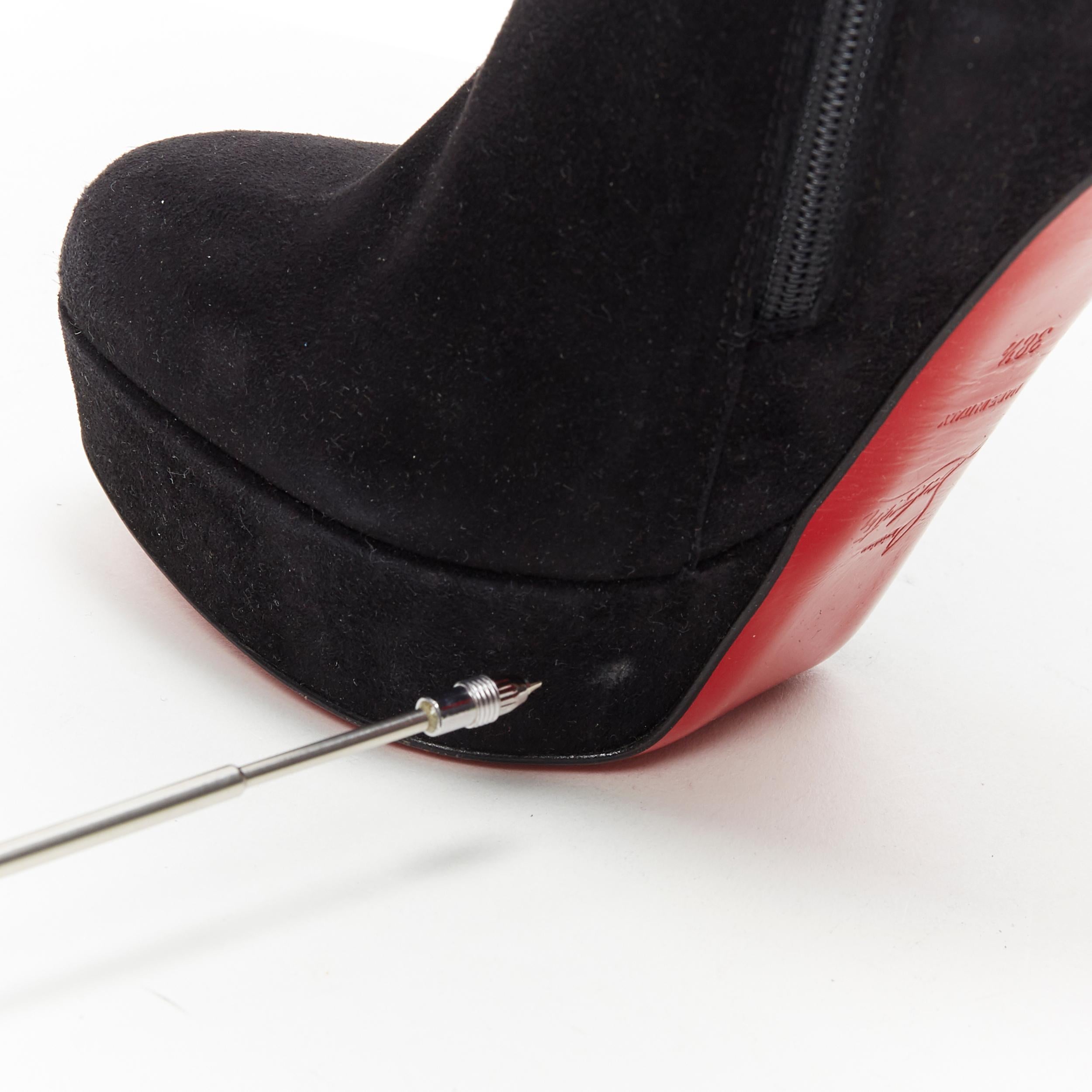 new CHRISTIAN LOUBOUTIN Lady Boot black suede platform high heel boot EU38.5 6
