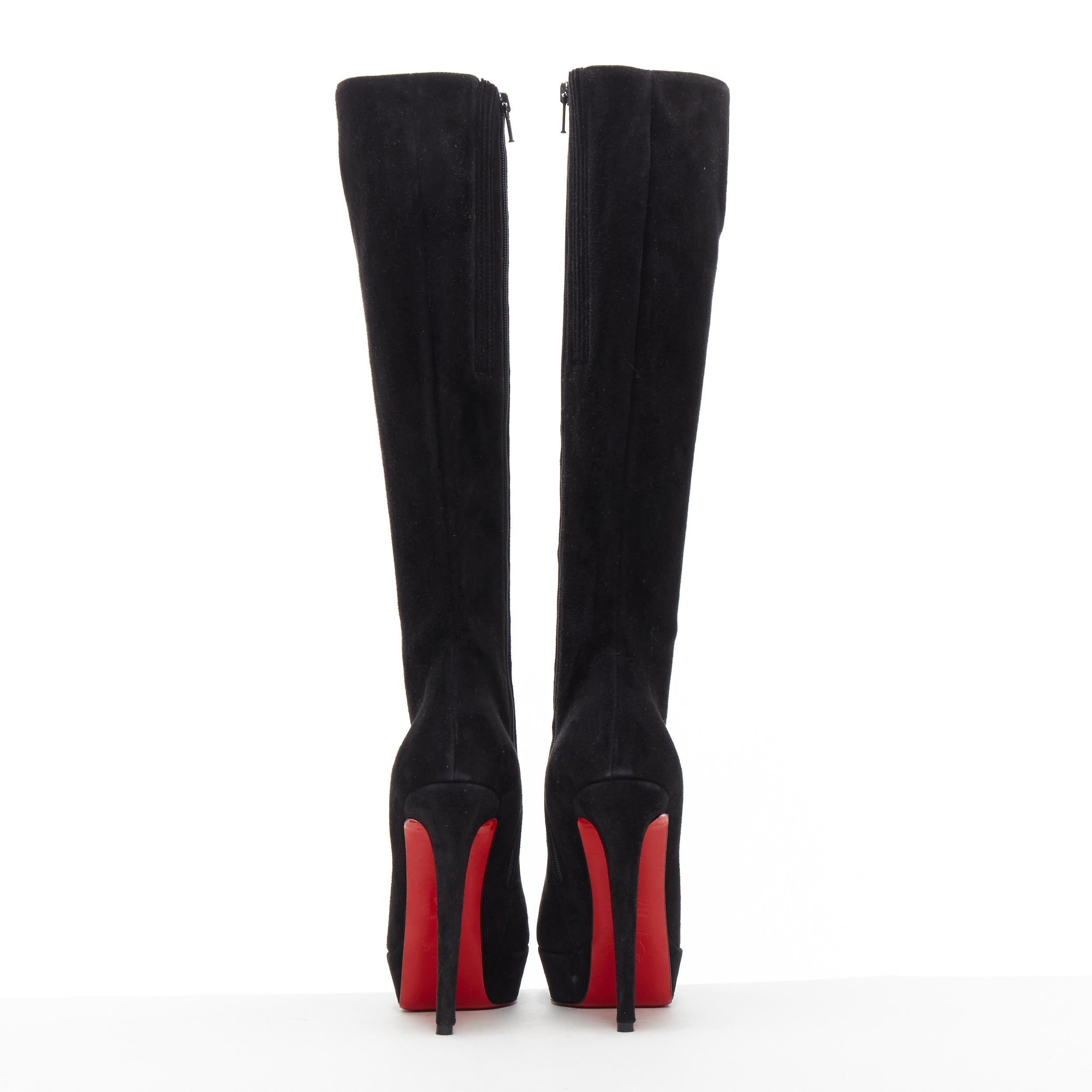 Women's new CHRISTIAN LOUBOUTIN Lady Boot black suede platform high heel boot EU38.5