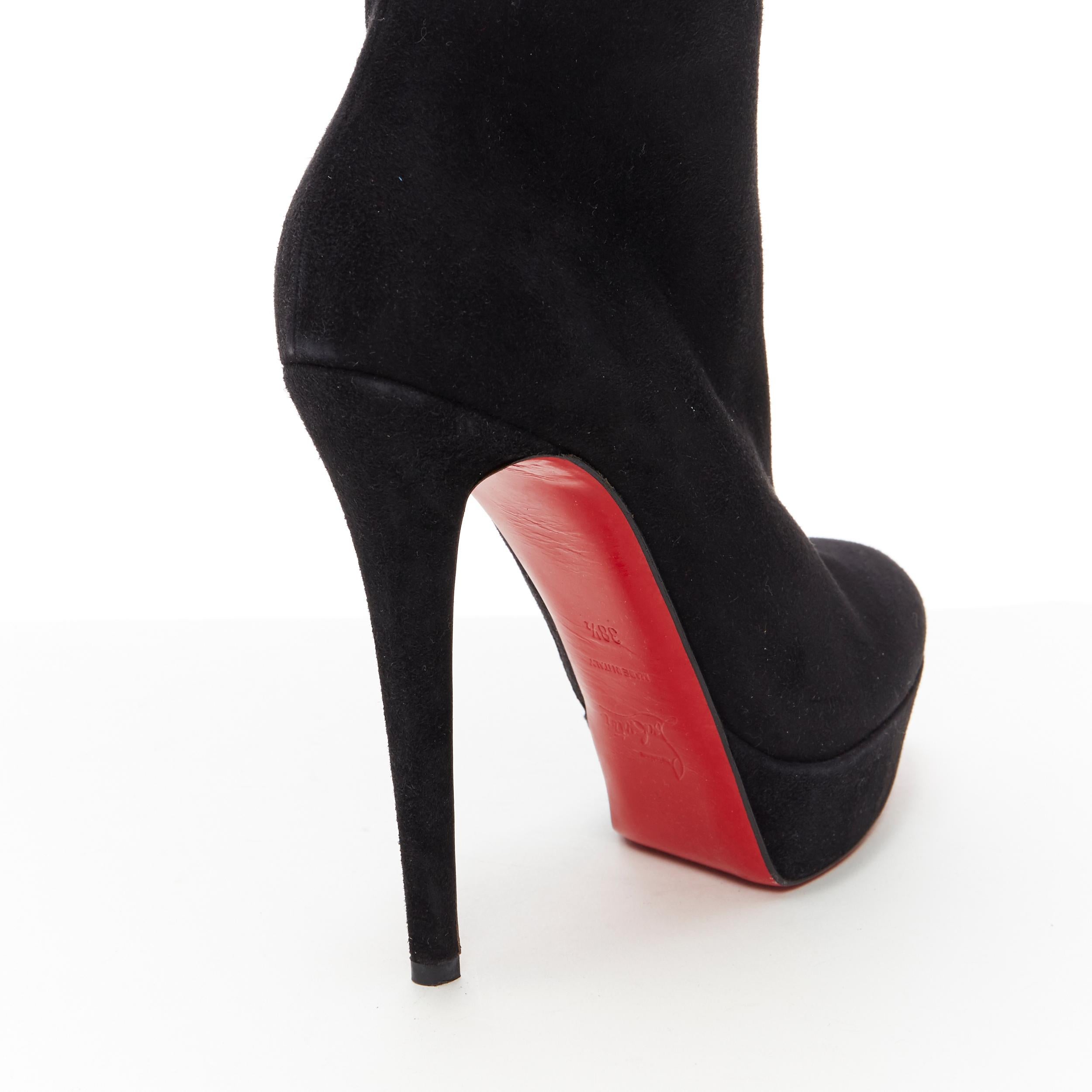 new CHRISTIAN LOUBOUTIN Lady Boot black suede platform high heel boot EU38.5 4