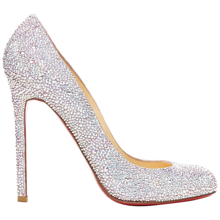 Christian Louboutin heels customized with Swarovski Crystals AB.   Christian louboutin heels, Louboutin heels, Fashion shoes heels