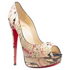 new CHRISTIAN LOUBOUTIN Lady Peep pink black paint splatter peep platform EU39