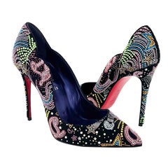 Used NEW Christian Louboutin Limited Edition Hot Chick Starlight Crystals Pumps 38