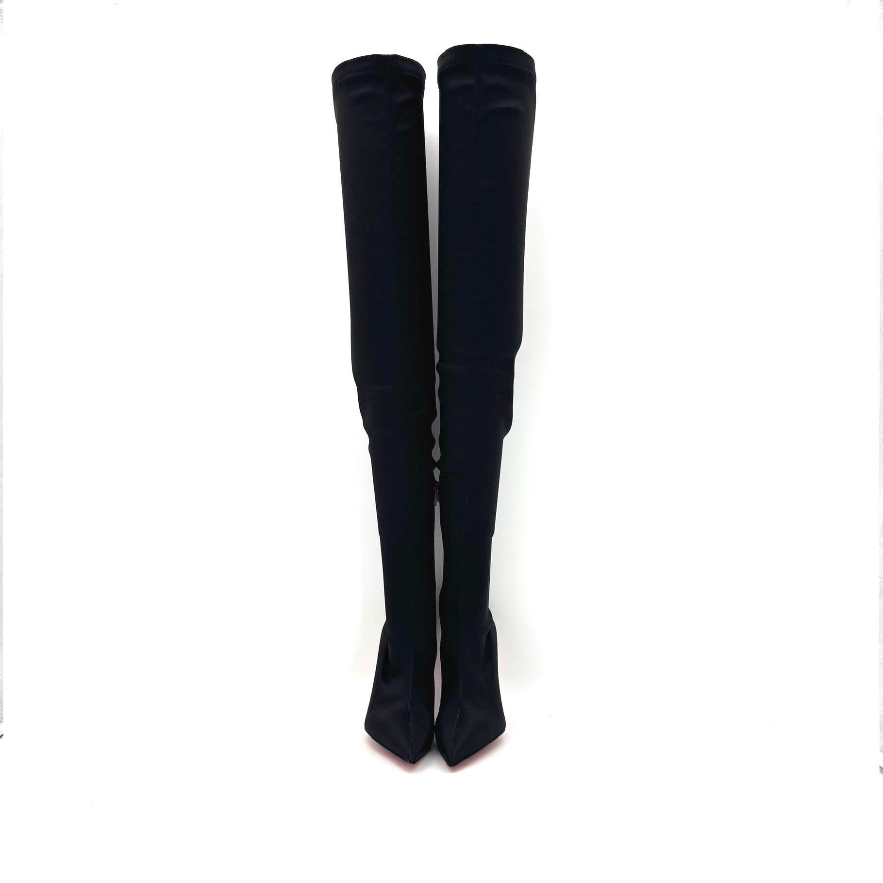 Women's NEW Christian Louboutin Lipstrass Botta Alta Crystal Embellished OTK Boots 36 For Sale