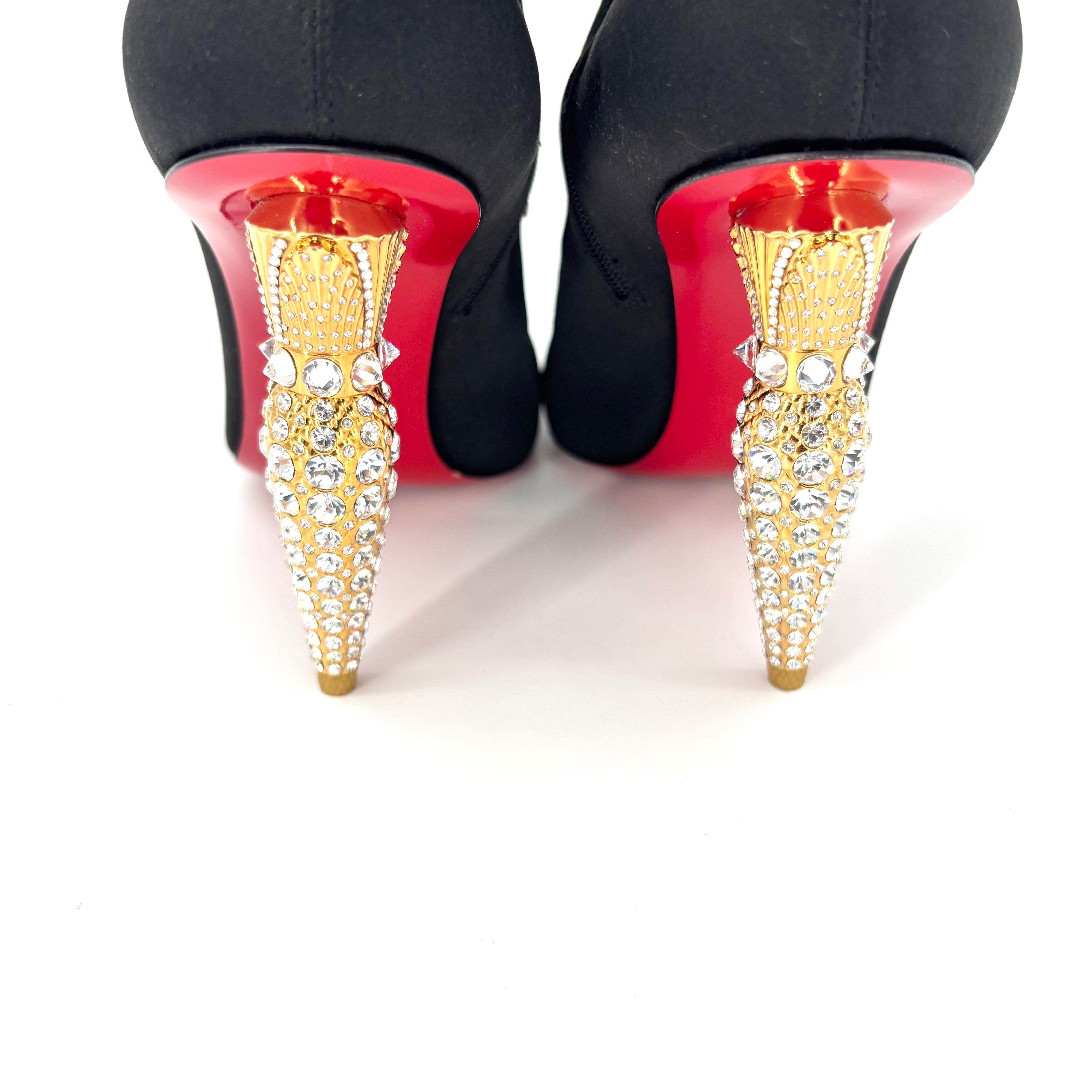 NEW Christian Louboutin Lipstrass Botta Alta Crystal Embellished OTK Boots 36 For Sale 3
