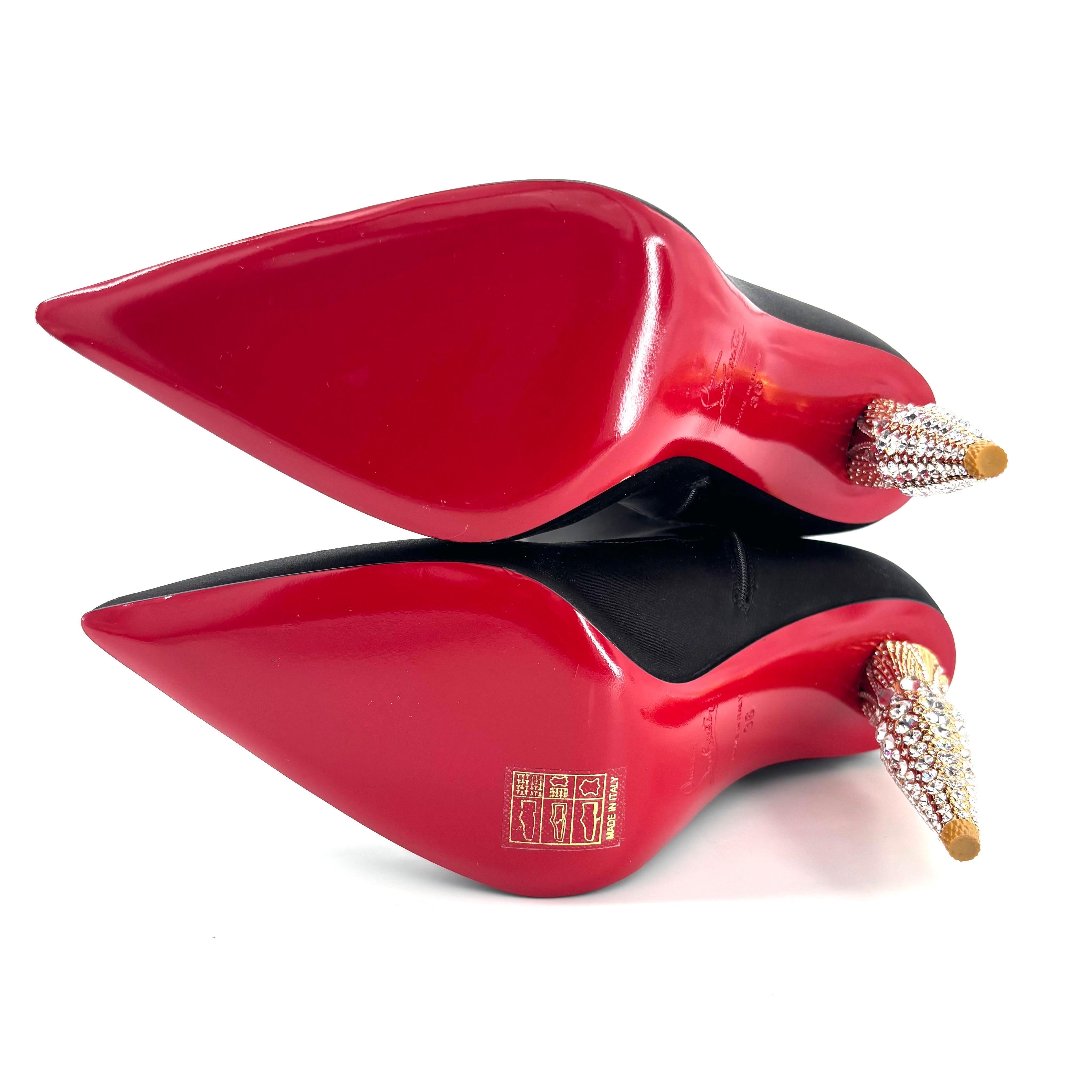 NEW Christian Louboutin Lipstrass Botta Alta Crystal Embellished OTK Boots 36 For Sale 4