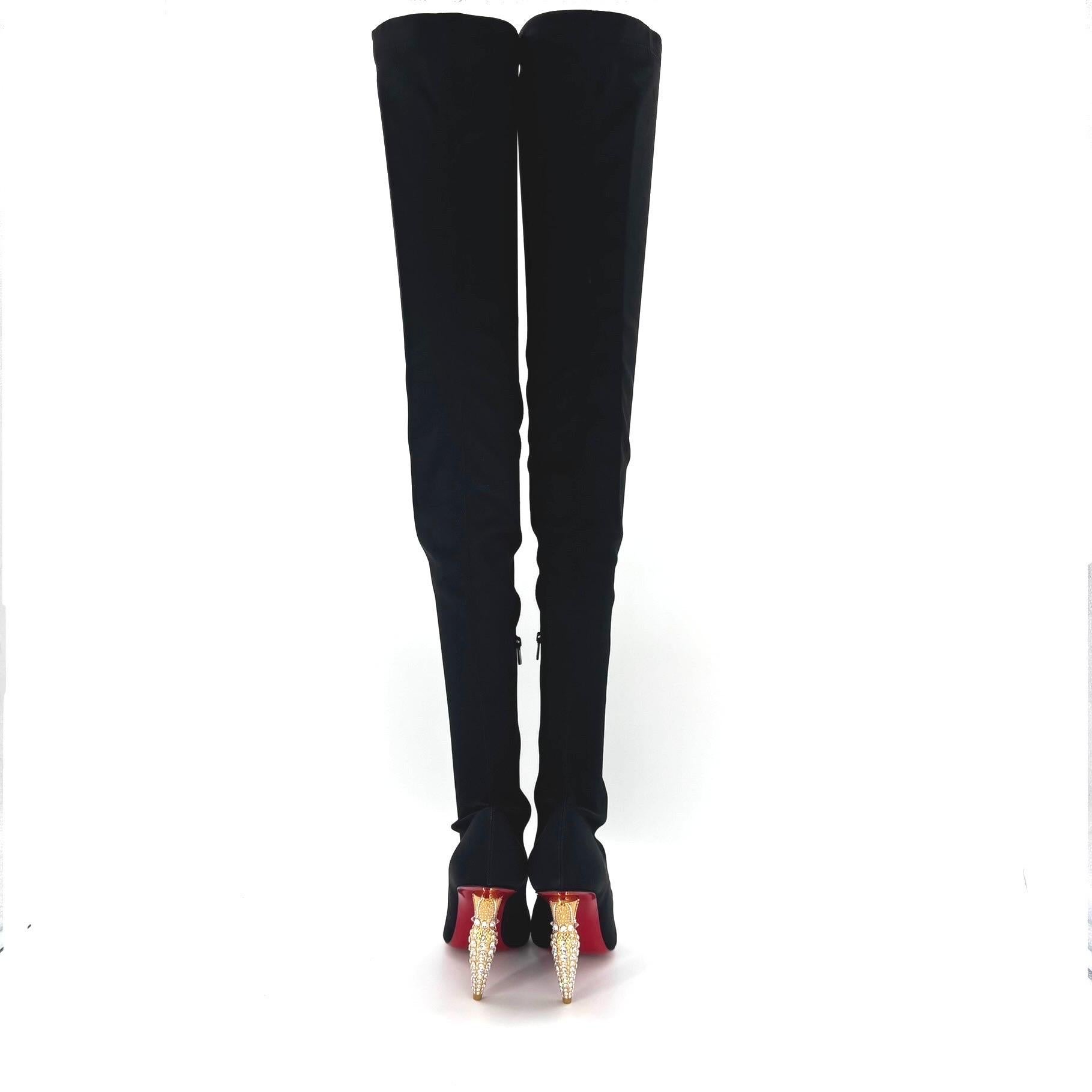 NUEVO Christian Louboutin Lipstrass Botta Alta Botas OTK Adornadas con Cristales 37.5 en Nuevo estado para la venta en Mechanicsville, VA