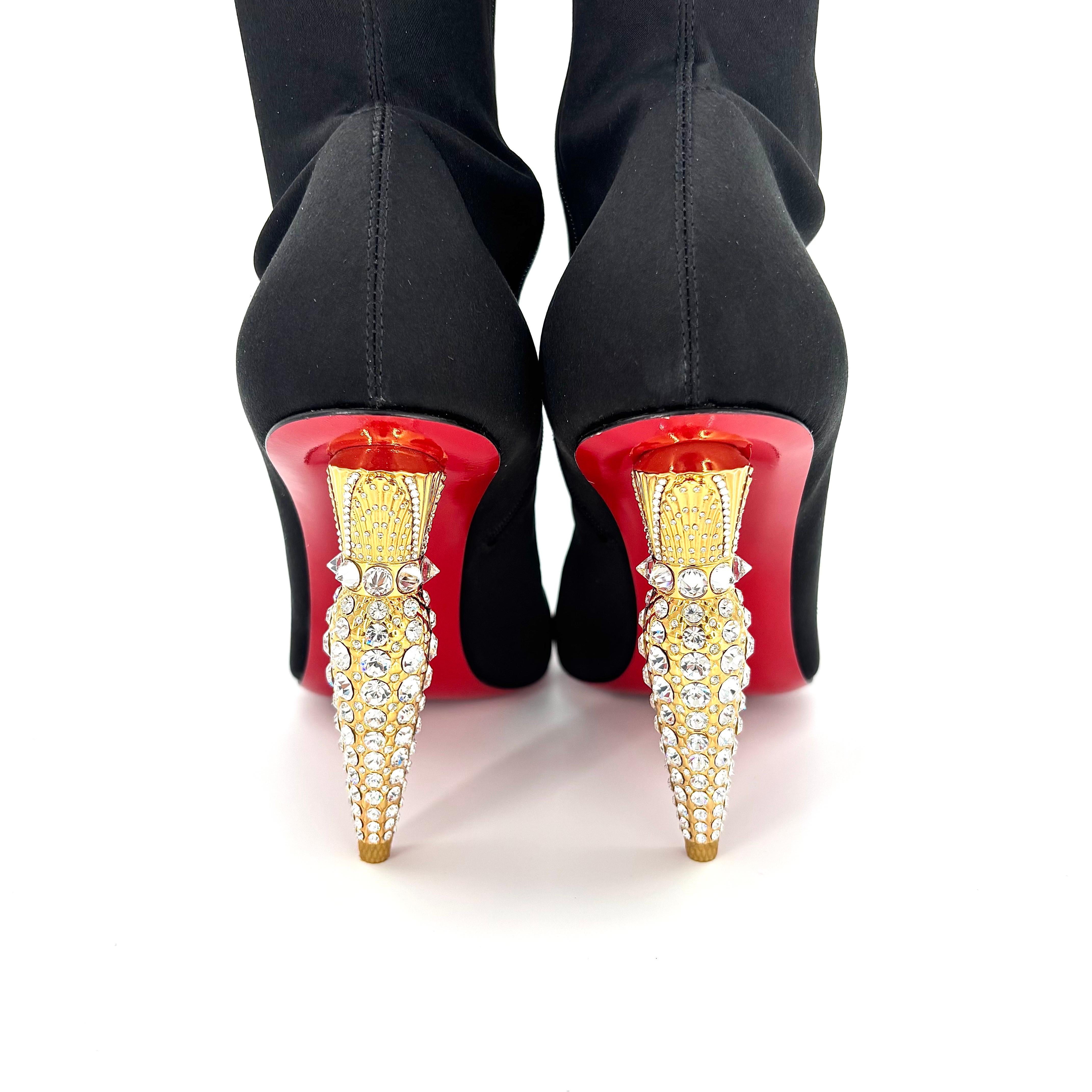 De las mujeres NUEVO Christian Louboutin Lipstrass Botta Alta Botas OTK Adornadas con Cristales 37.5 en venta