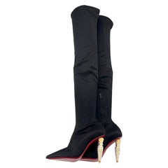 NEW Christian Louboutin Lipstrass Botta Alta Crystal Embellished OTK Boots 37.5