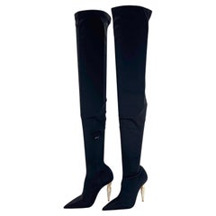 NEW Christian Louboutin Lipstrass Botta Alta Crystal Embellished OTK Boots 37.5