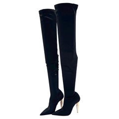 NEW Christian Louboutin Lipstrass Botta Alta Crystal Over The Knee Boots 36.5