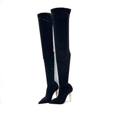 NEW Christian Louboutin Lipstrass Botta Alta Crystal Over The Knee Boots 36.5