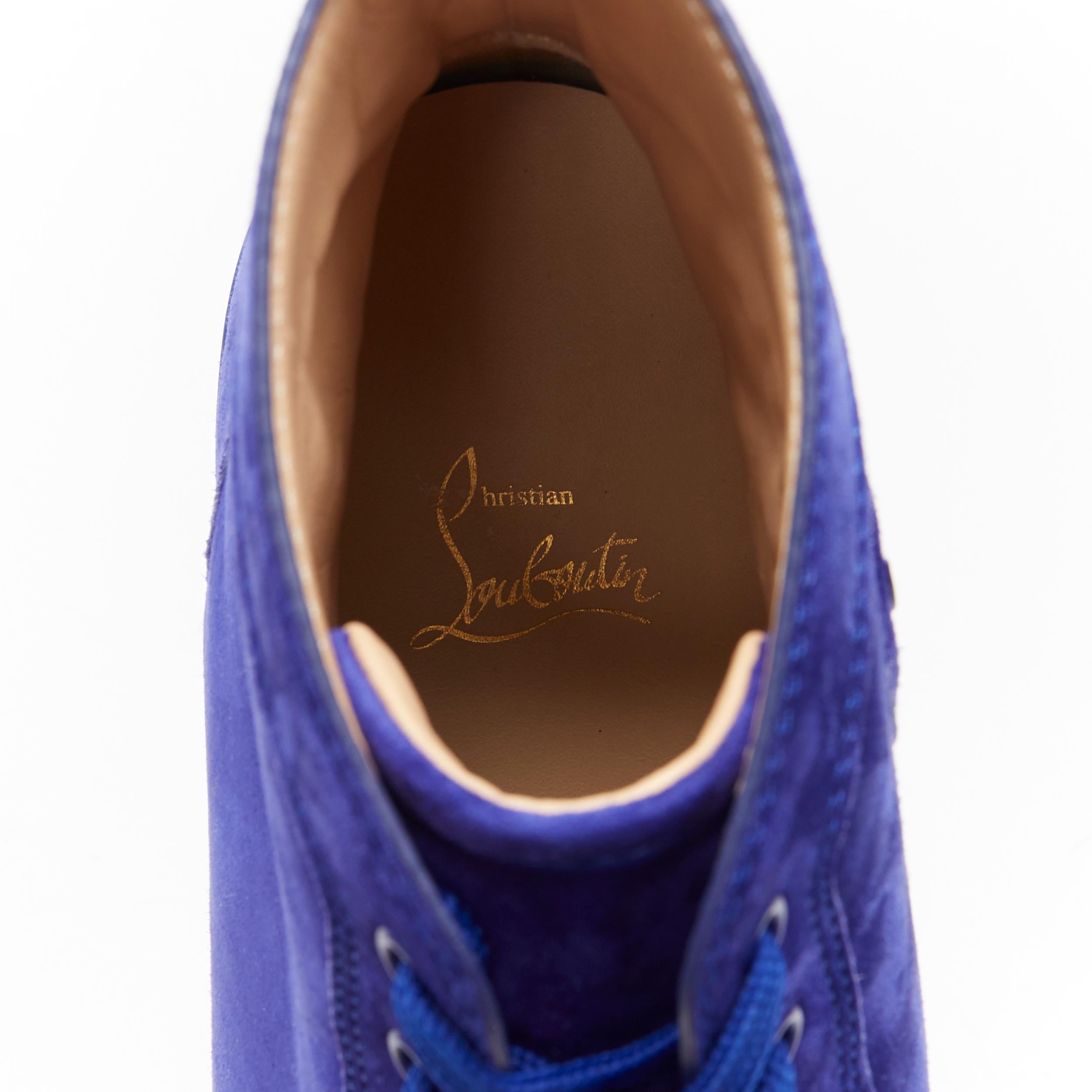 new CHRISTIAN LOUBOUTIN Lou Spikes Orla cobalt blue suede high top sneakers EU45 5
